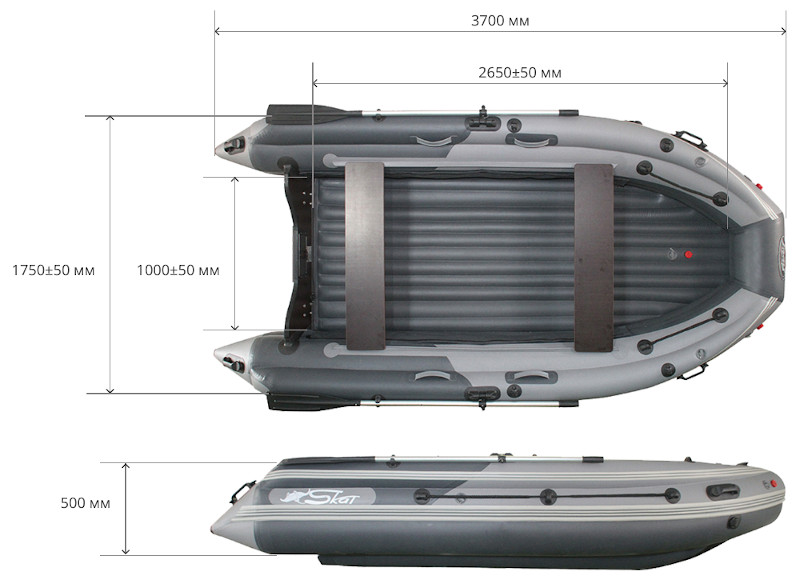 Надувная лодка ПВХ Скат 370 Fi (интегр. фальшборт, НДНД)