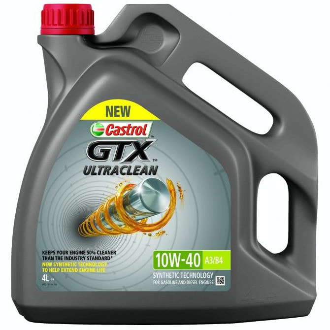 Масло моторное Castrol GTX Ultraclean 10W-40 A3/B4 (4л.) для двигателей