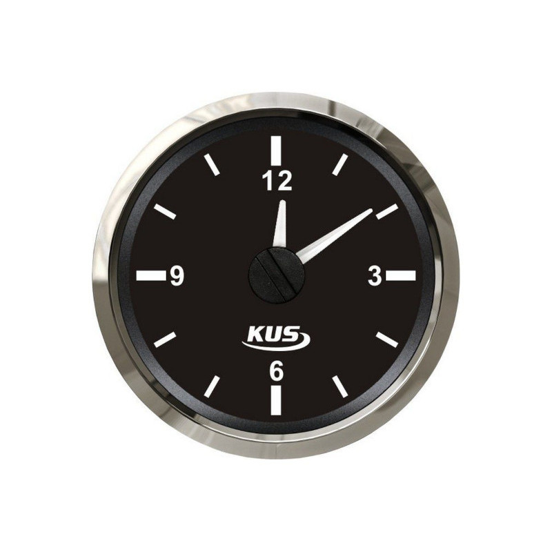 Часы кварцевые аналоговые, чер., нерж. ободок, д. 52 мм.