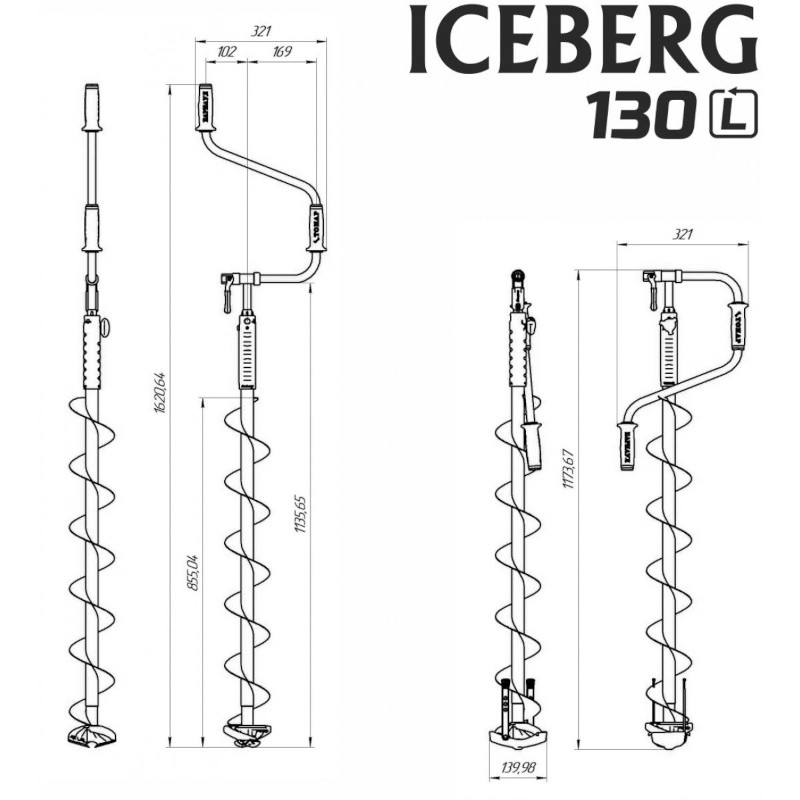 Ледобур Айсберг - Евро 130(L) v3.0 (левое вращение), 130 мм.