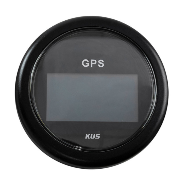 GPS-спидометр электронный, черный циферблат, черный ободок, выносная антенна, д. 85 мм.