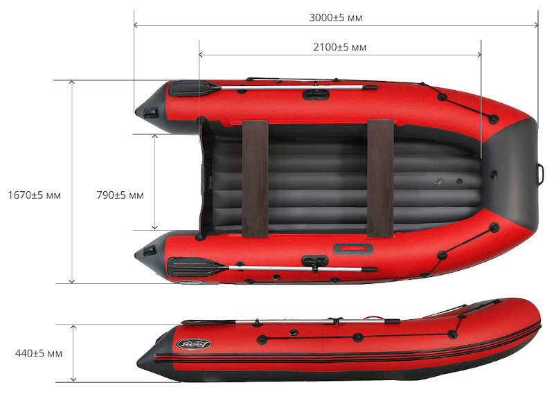 Надувная лодка ПВХ Риф 300 НД (надувное дно)