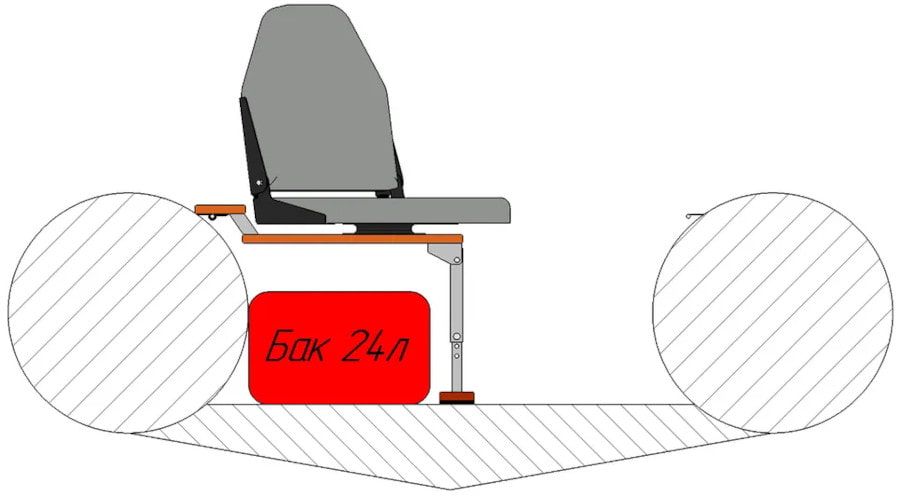 Кресло (морской винил) в комплекте с опорой с занижением 60 мм.