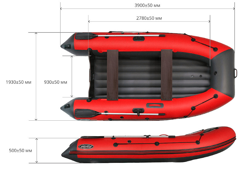 Надувная лодка ПВХ Риф 390 (НДНД)