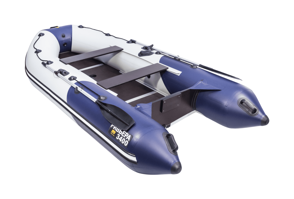 Надувная лодка Ривьера Компакт 3400 СК "Комби" светло-серый/синий